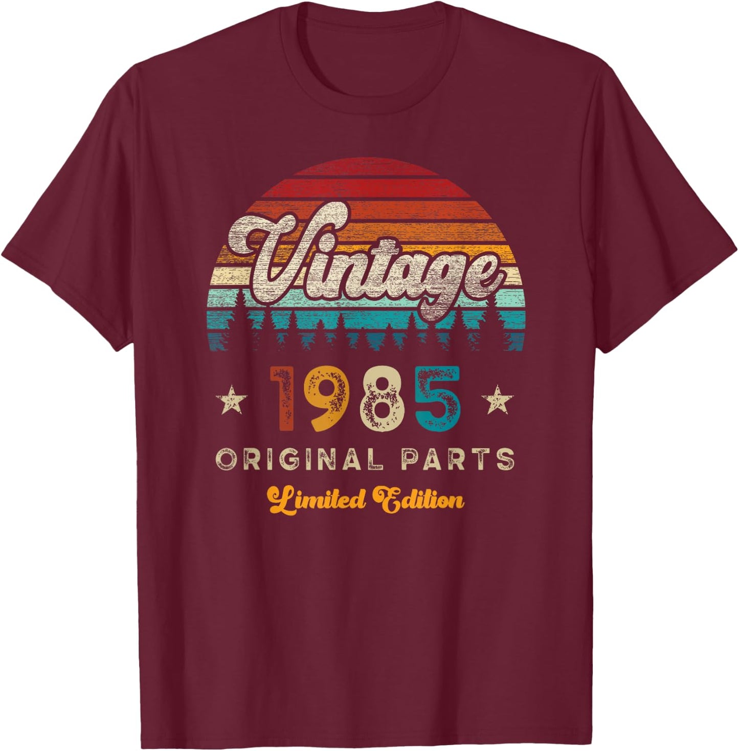 Vintage 1985 Birthday 40 Years Old Limited Edition , black T-Shirt - T-Shirt | Maroon