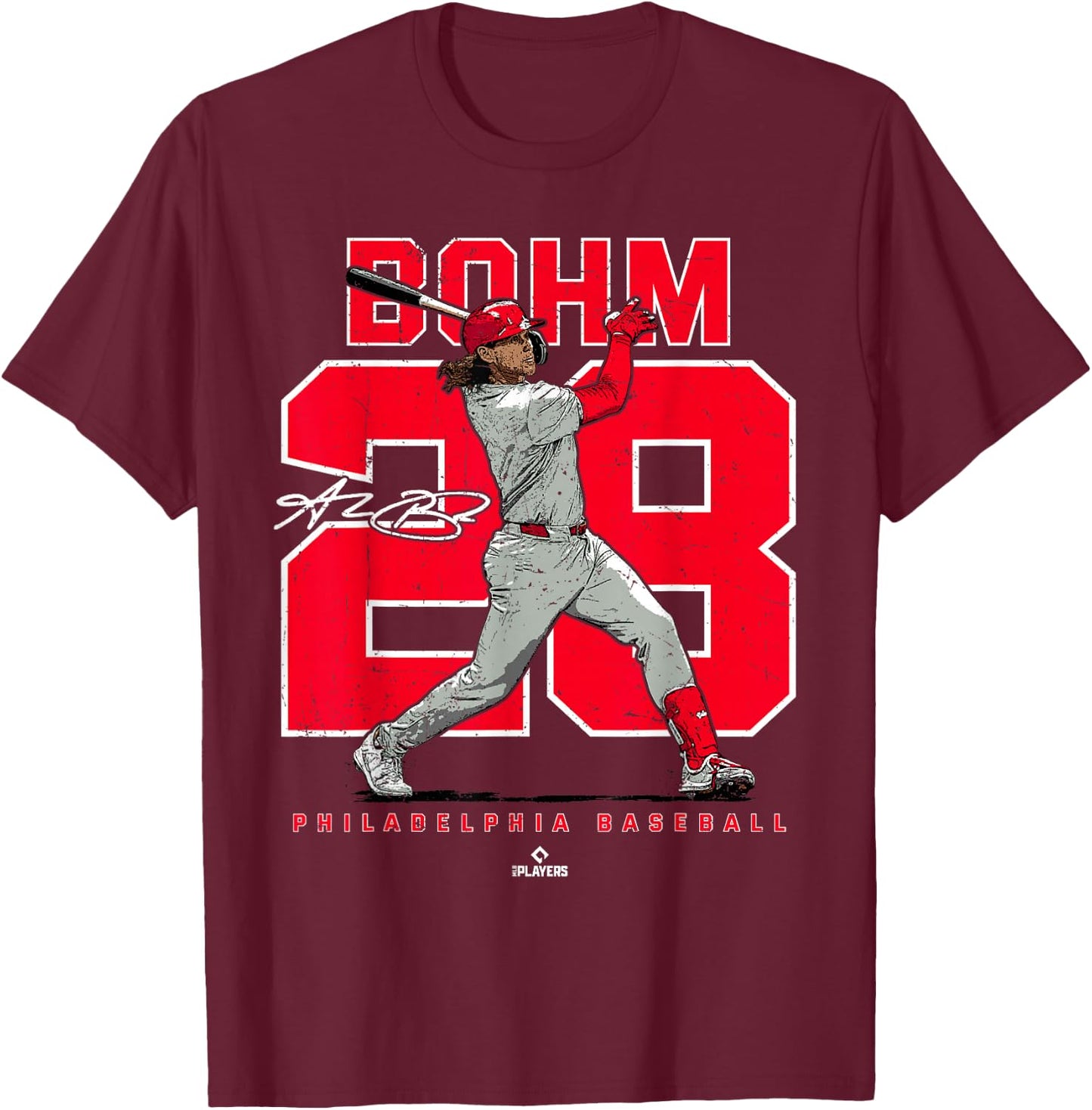 Ballpark MVP Number and Portrait Alec Bohm Philadelphia MLBPA , Small, Black T-Shirt - T-Shirt | Maroon