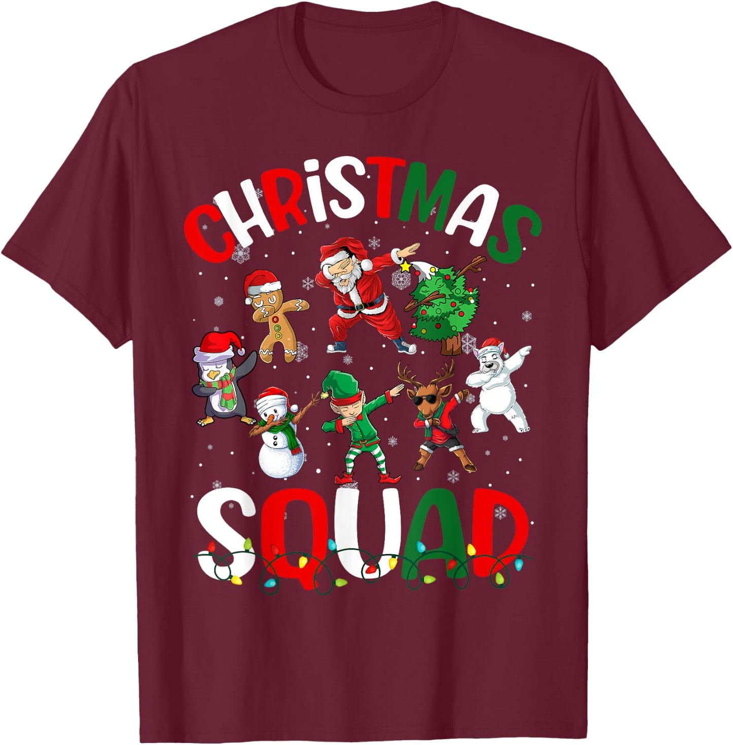Dabbing Santa Elf Xmas PJs Christmas Girl Youth Boy Kids T-Shirt - T-Shirt | Maroon
