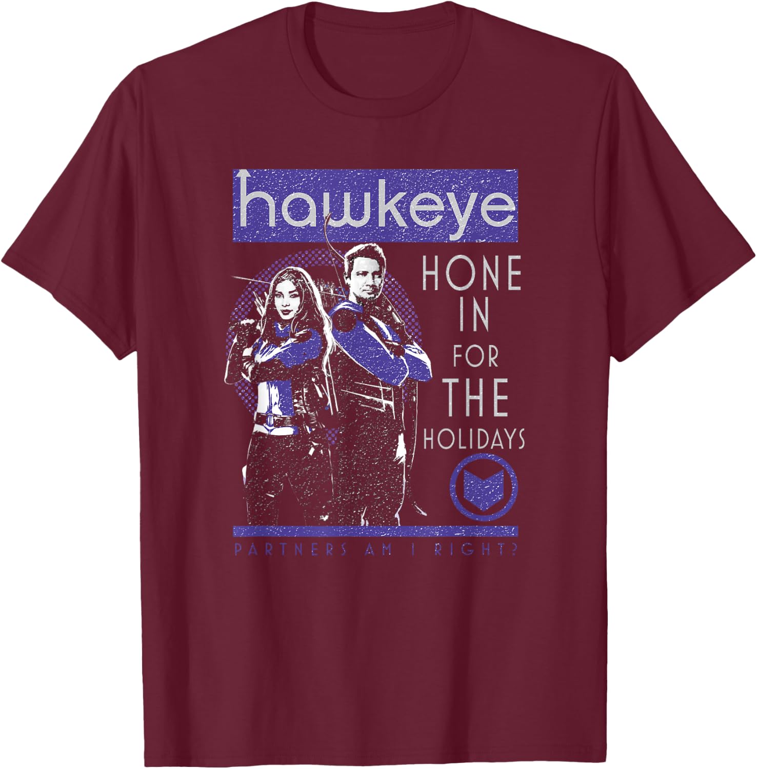 Marvel Hawkeye Hone In For The Holidays Poster T-Shirt - T-Shirt | Maroon