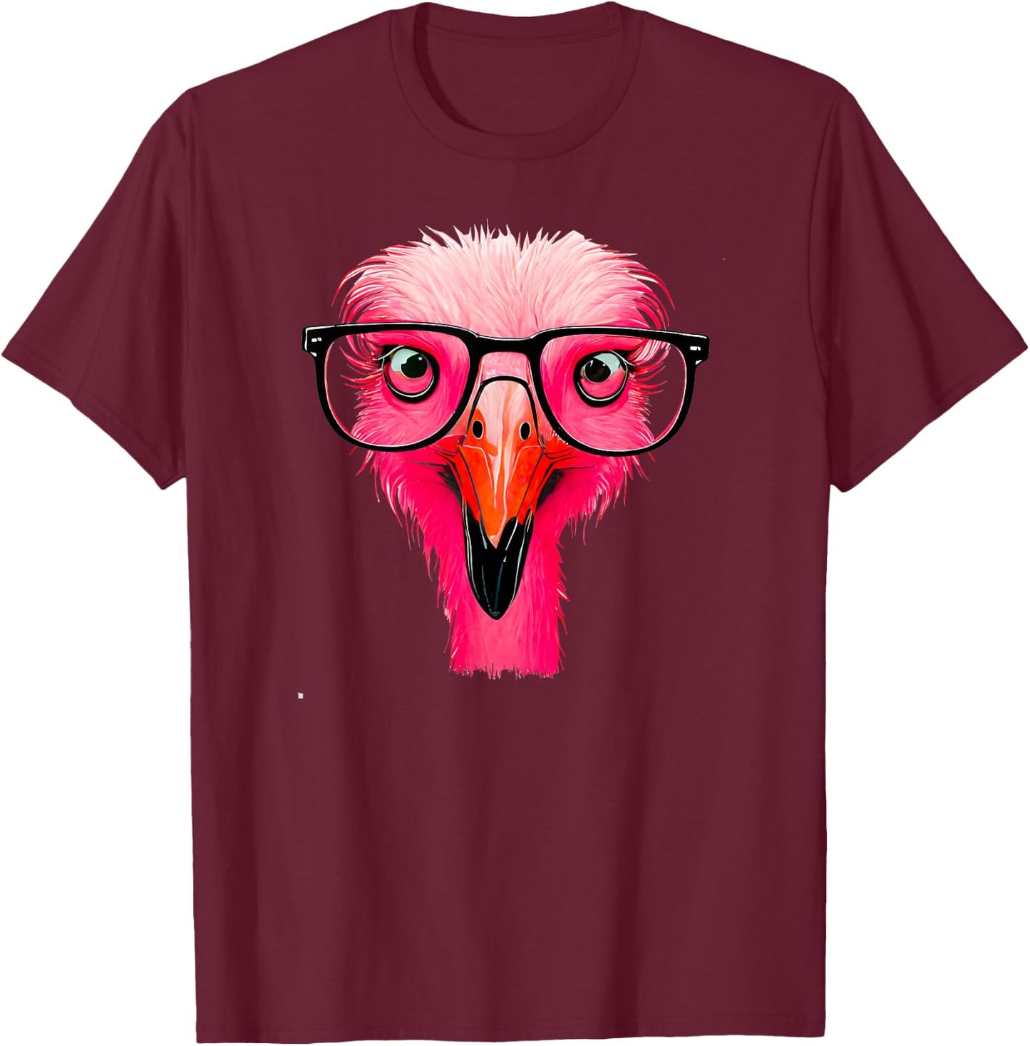 Cute Flamingo Bird Wearing Glasses Funny Pink Flamingo Lover T-Shirt - T-Shirt | Maroon