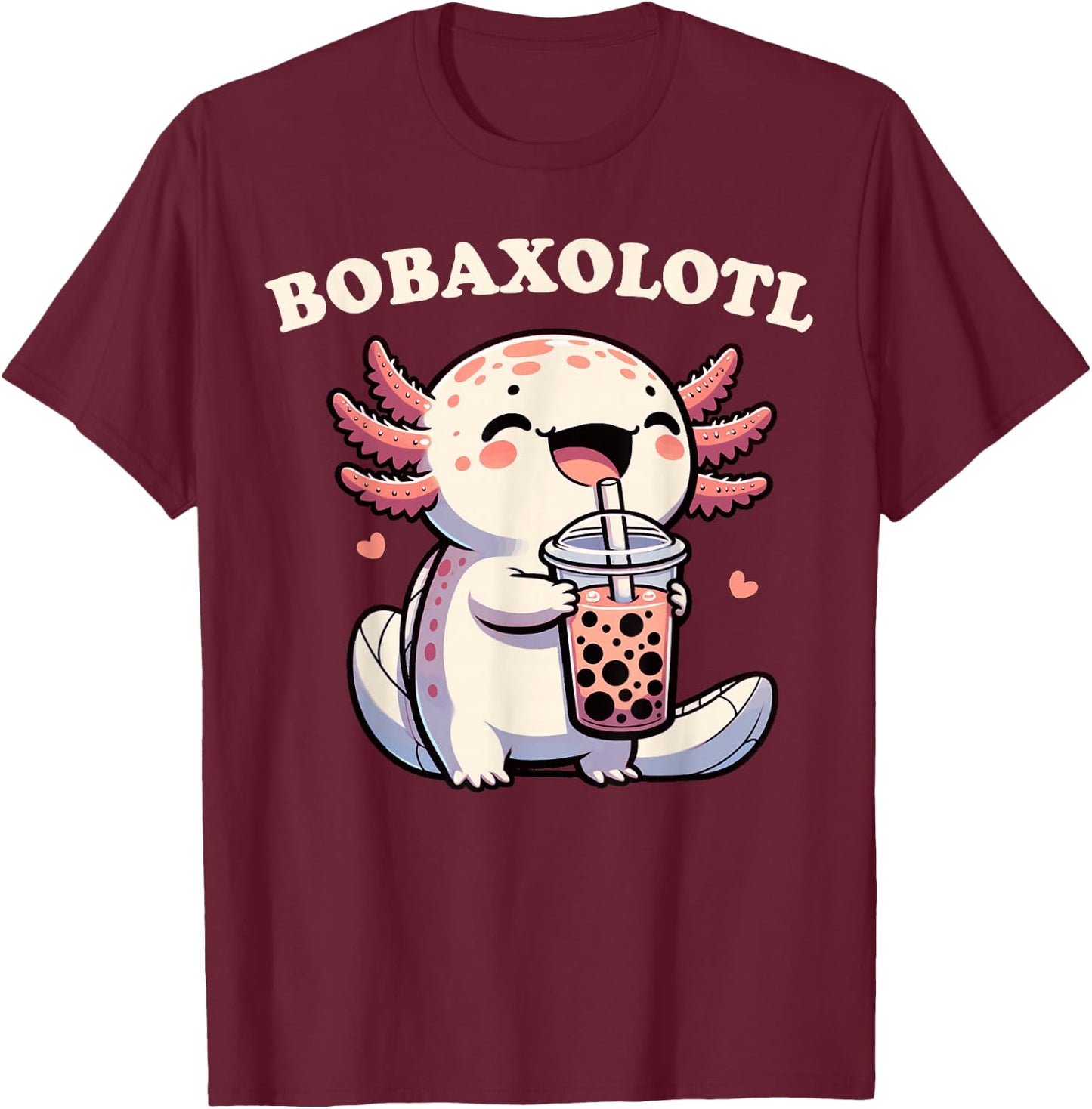 Axolotl Boba Tea Bubble Tea Milk Tea Anime Axolotl Funny T-Shirt - T-Shirt | Maroon