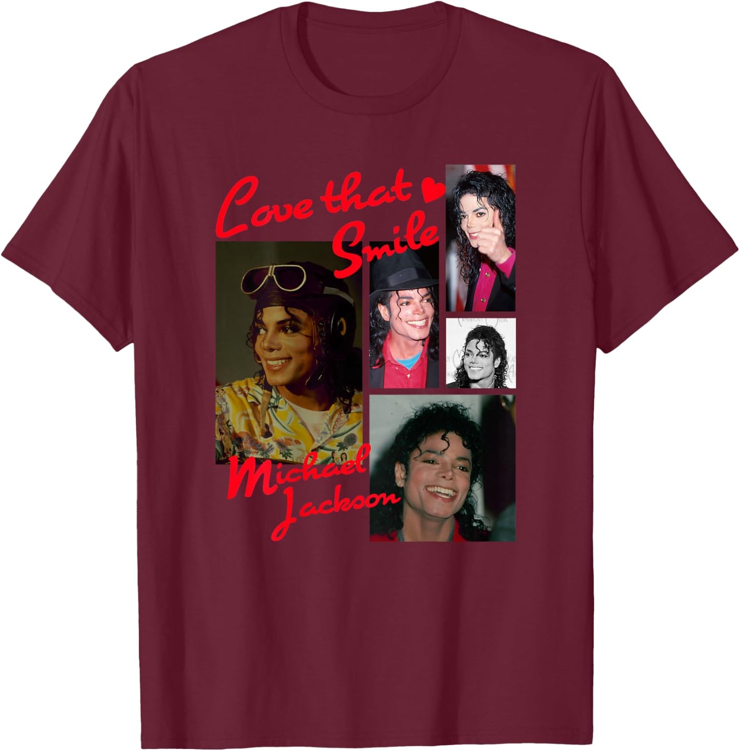 Michael Jackson 014 Back Print T-Shirt - T-Shirt | Maroon