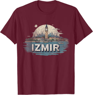 Retro Izmir Landscape Vintage Souvenir T-Shirt - T-Shirt | Maroon