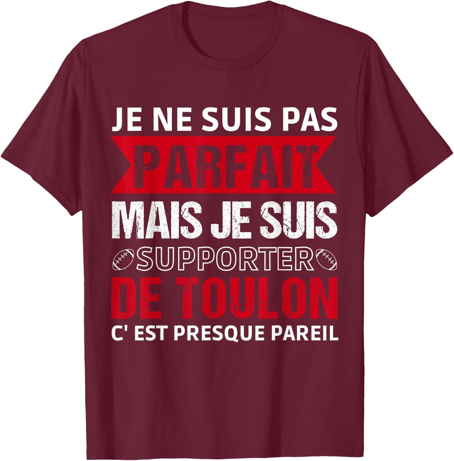 Supporter De Toulon Humour Rugby Gift Supporter Toulonnais , Black, S T-Shirt - T-Shirt | Maroon