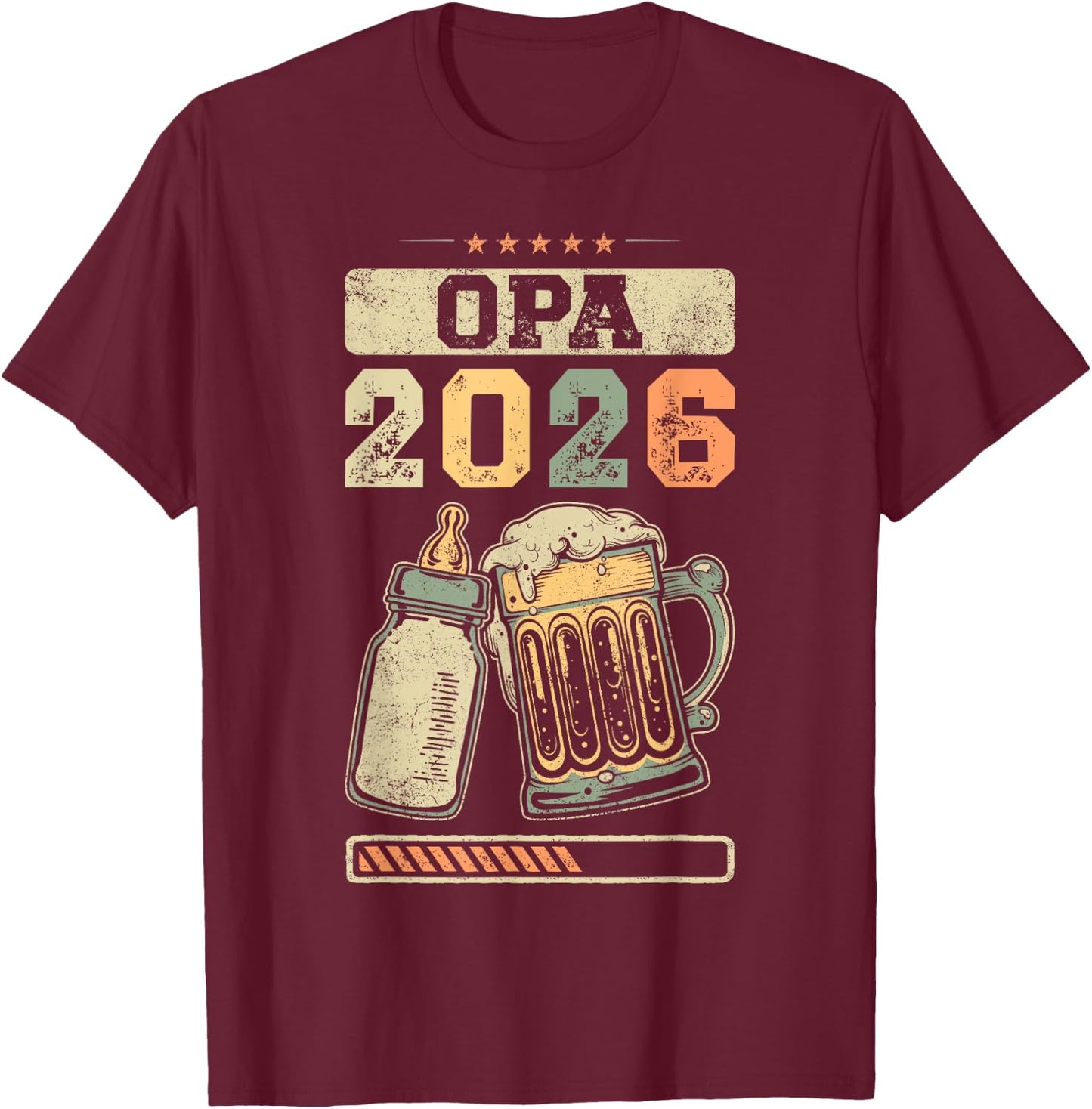 Grandpa 2026 Pregnancy Announcement , black T-Shirt - T-Shirt | Maroon