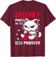 Funny Crochet makes me feel less Murdery cat crochet women T-Shirt - T-Shirt | Maroon
