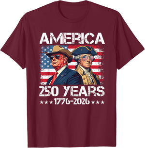 250 Years American 250th Anniversary 1776 2026 US Flag T-Shirt - T-Shirt | Maroon