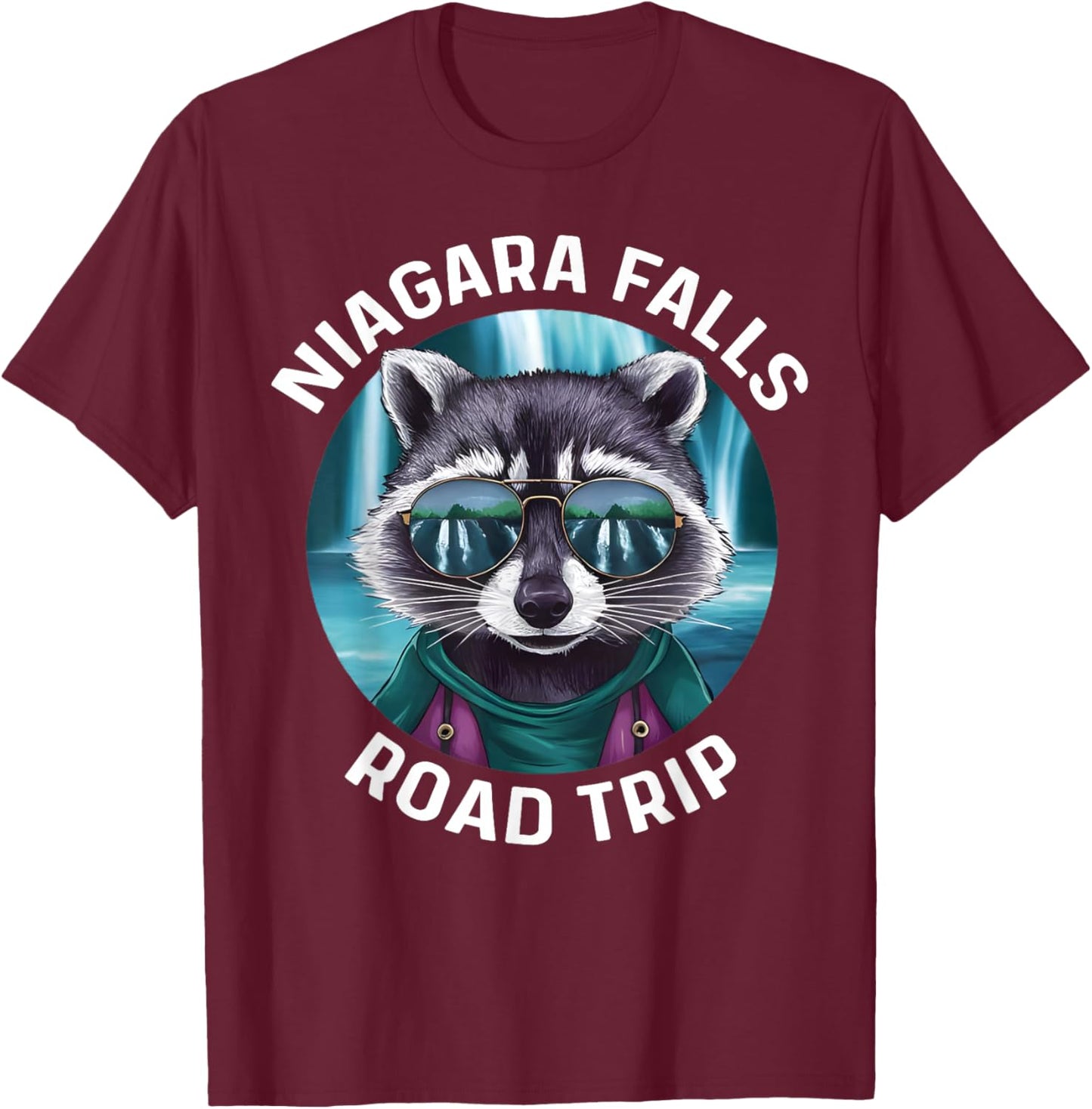Road Trip Squad Niagara Falls Souvenirs Family 2025 Raccoon T-Shirt - T-Shirt | Maroon