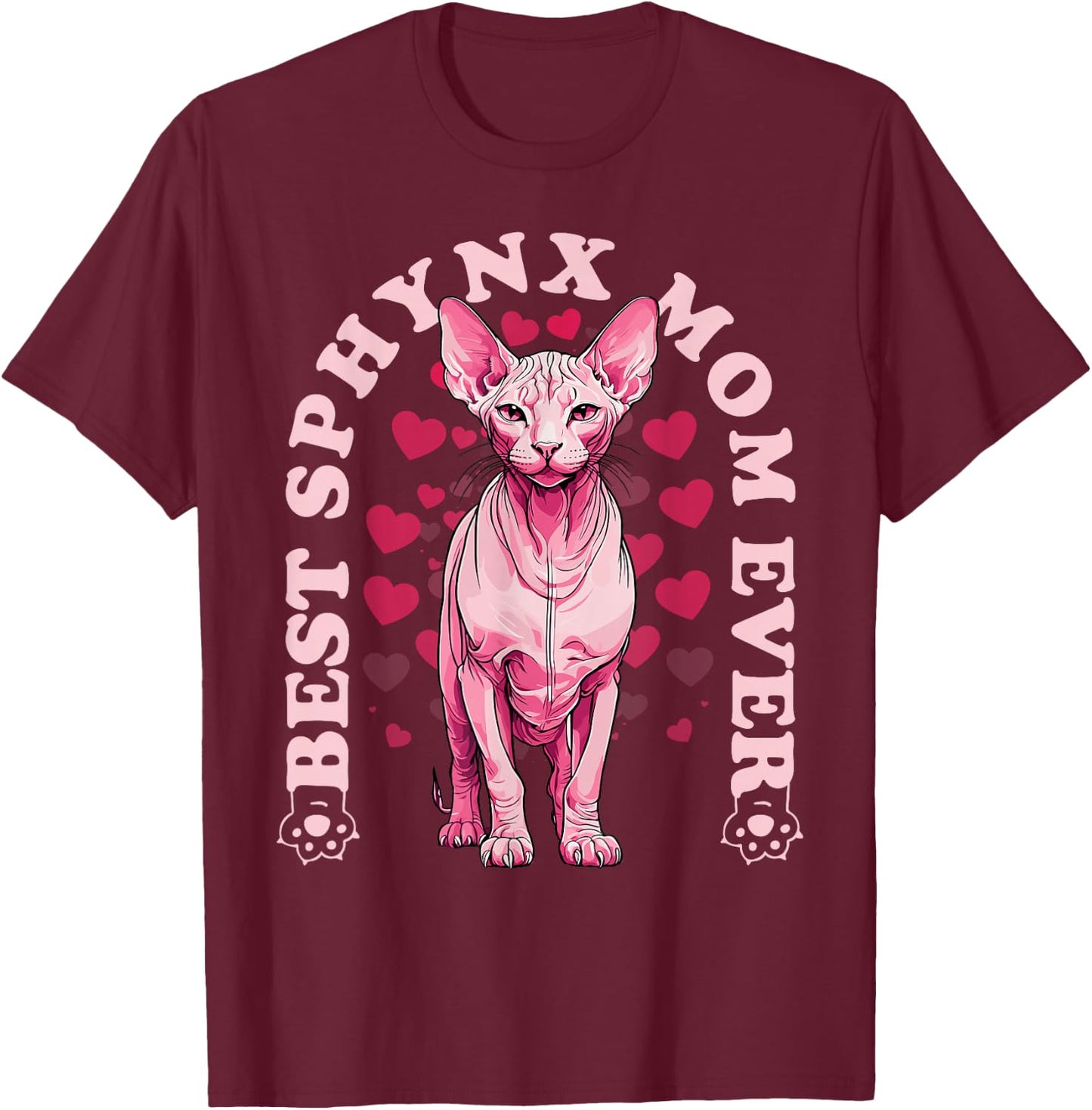 Best Sphynx Cat Mom Cute Kitten Hairless Sphinx Mother Funny Women Girls Kids T-Shirt - T-Shirt | Maroon