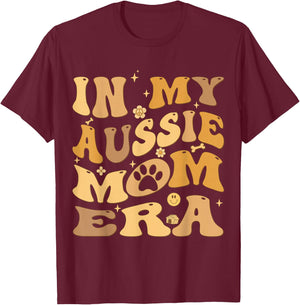 In My Aussie Mom Era Groovy Australian Shepherd Dog Owner T-Shirt - T-Shirt | Maroon