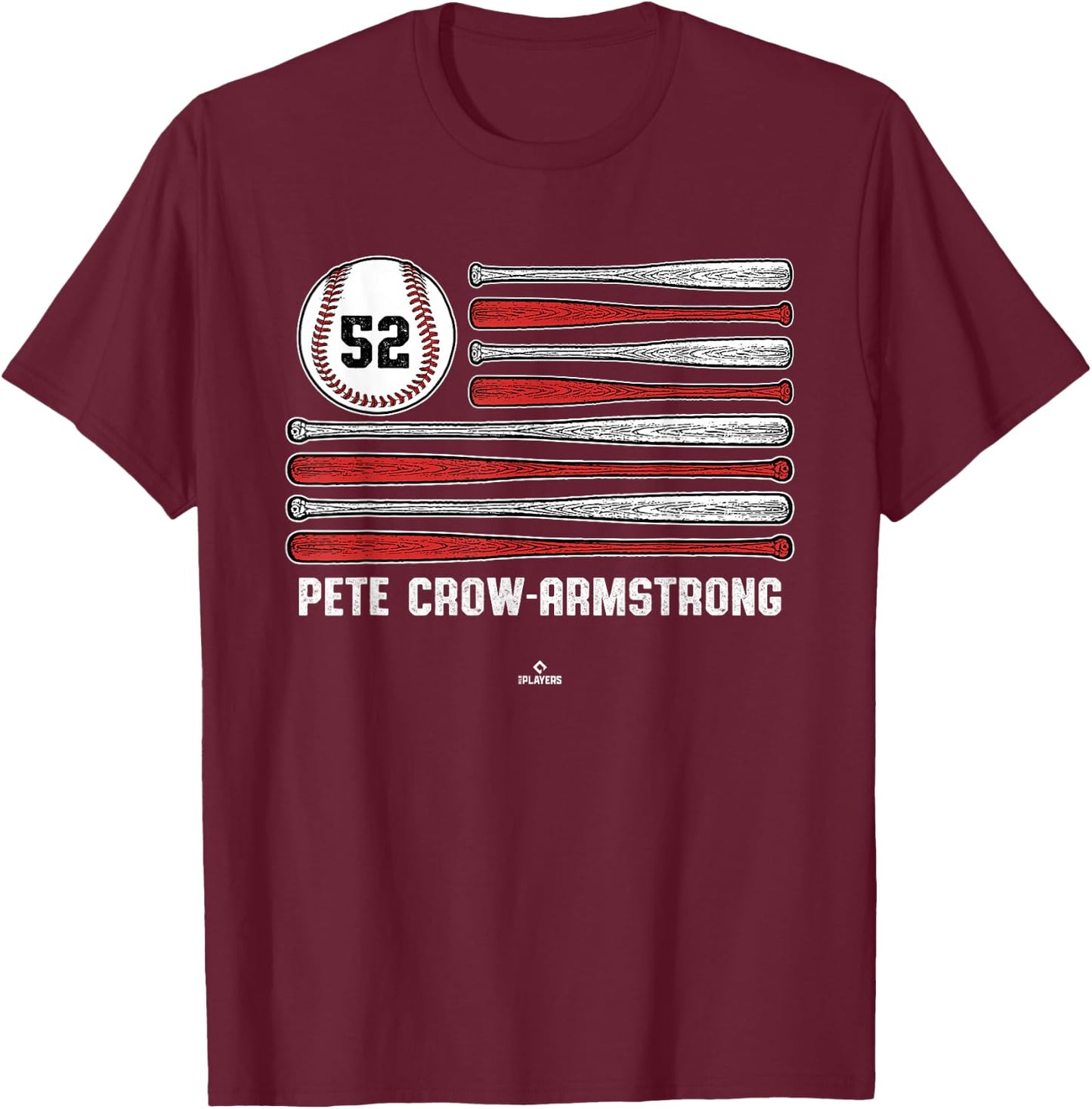 Baseball American Flag Pete Crow-Armstrong Chicago Baseball T-Shirt - T-Shirt | Maroon