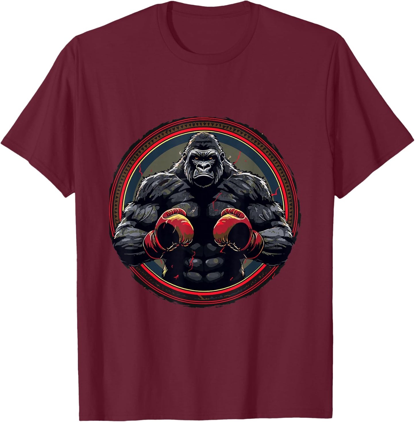 Silverback Gorilla with Boxing Gloves | Boxer Fighter Boxing , black T-Shirt - T-Shirt | Maroon