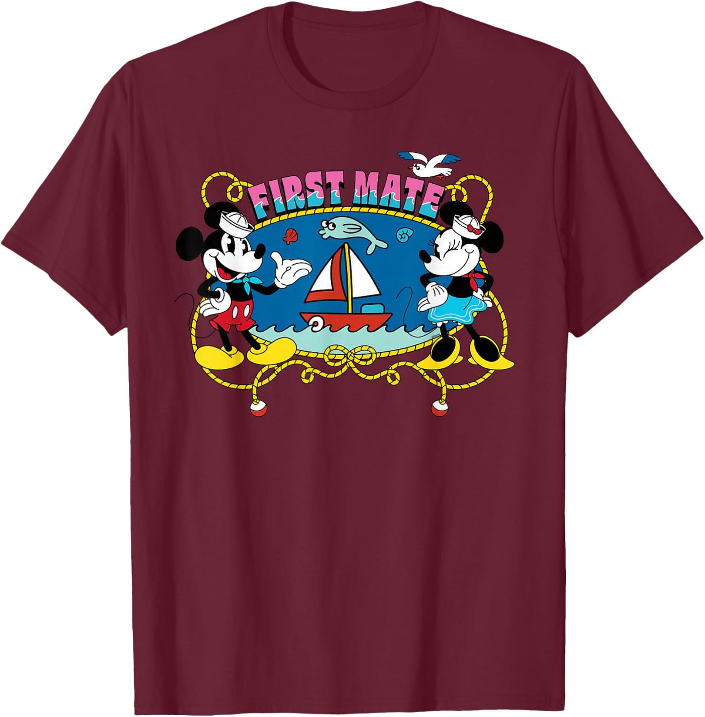 Disney Cruise Family Group Vacation Matching First Mate T-Shirt - T-Shirt | Maroon