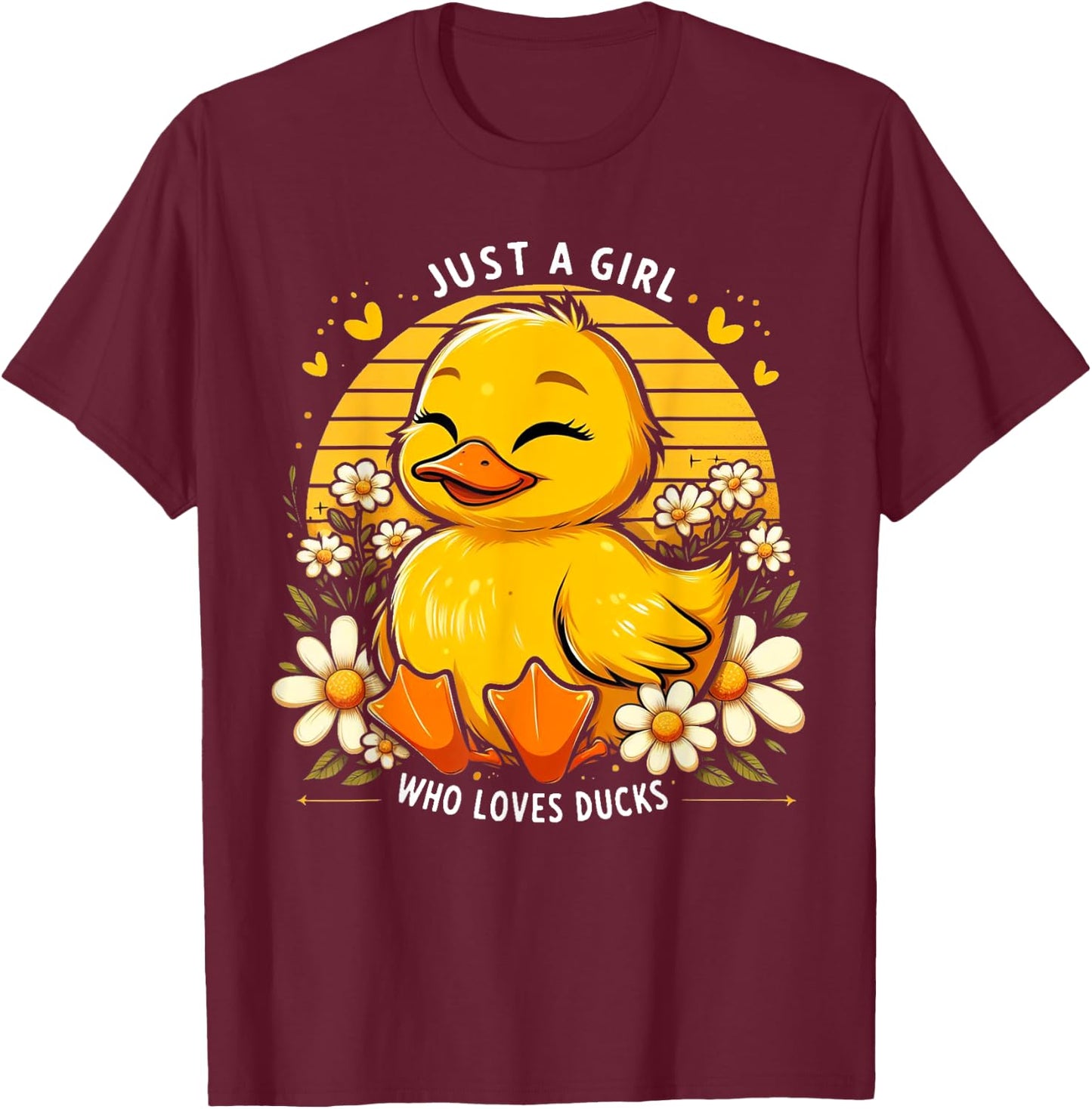 Just a Girl Who Loves Ducks Shirt Girl Cute Funny Duck Gifts T-Shirt - T-Shirt | Maroon