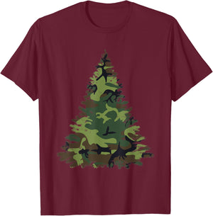 Camo Christmas Tree Camouflage Tree Shirt Veteran T-Shirt - T-Shirt | Maroon