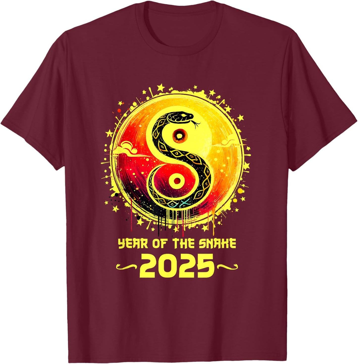 Year of the Snake 2025 Lunar New Year Chinese New Year 2025 T-Shirt - T-Shirt | Maroon