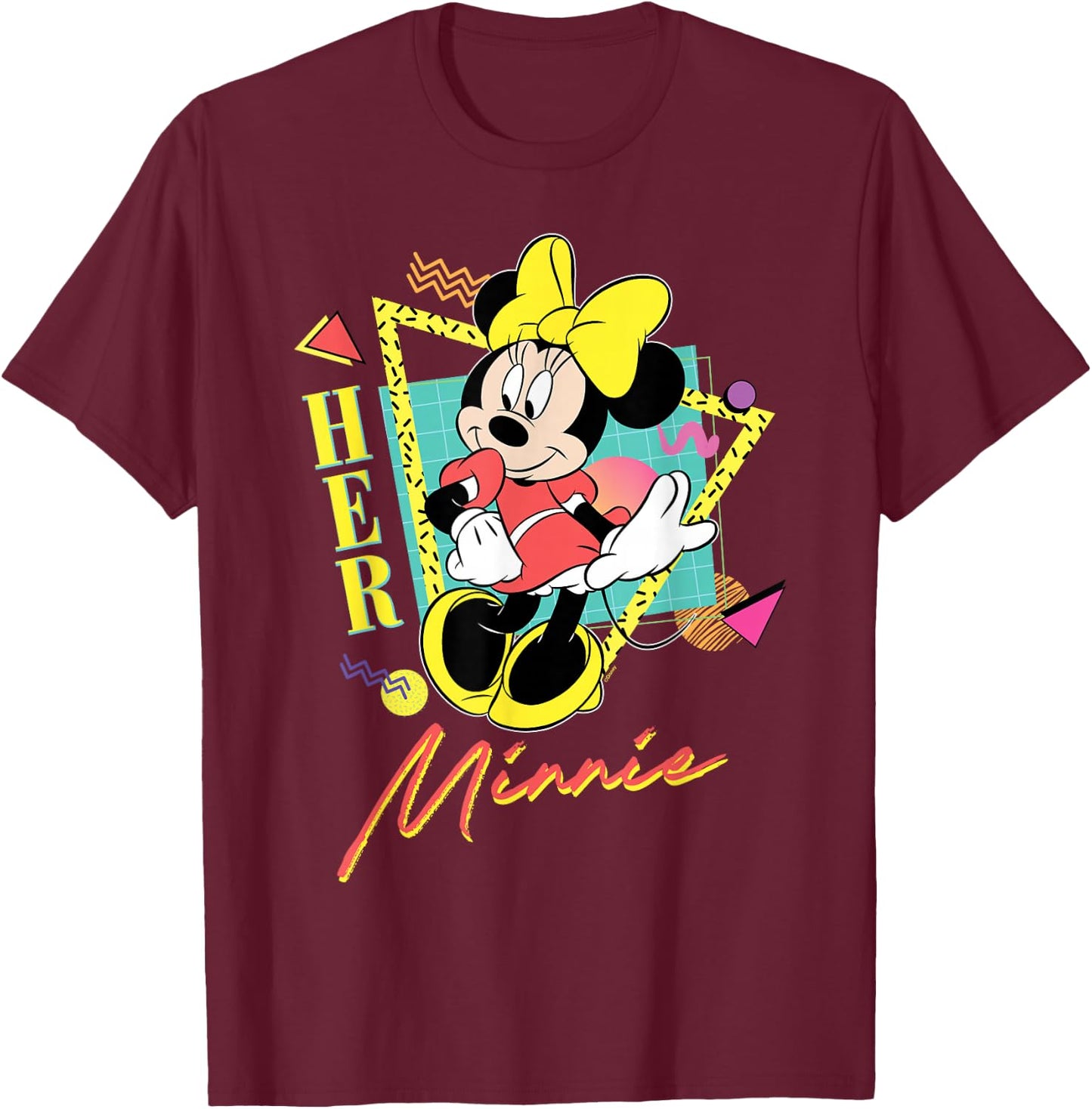 Disney Minnie Mouse Retro '90s Couples Matching Her Minnie T-Shirt - T-Shirt | Maroon