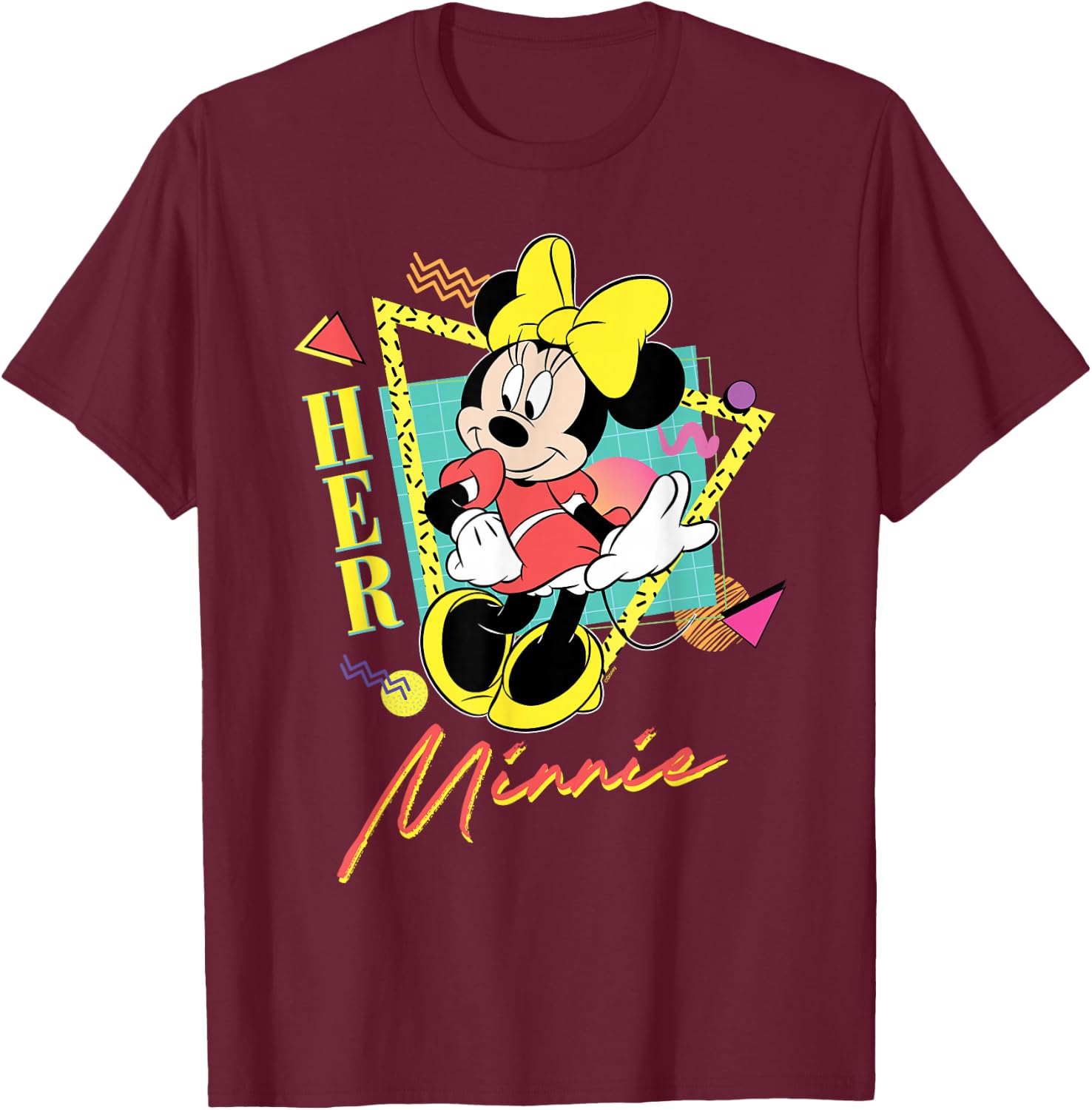 Disney Minnie Mouse Retro '90s Couples Matching Her Minnie T-Shirt - T-Shirt | Maroon