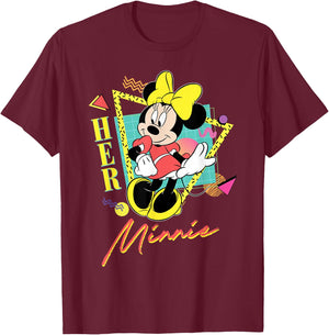 Disney Minnie Mouse Retro '90s Couples Matching Her Minnie T-Shirt - T-Shirt | Maroon