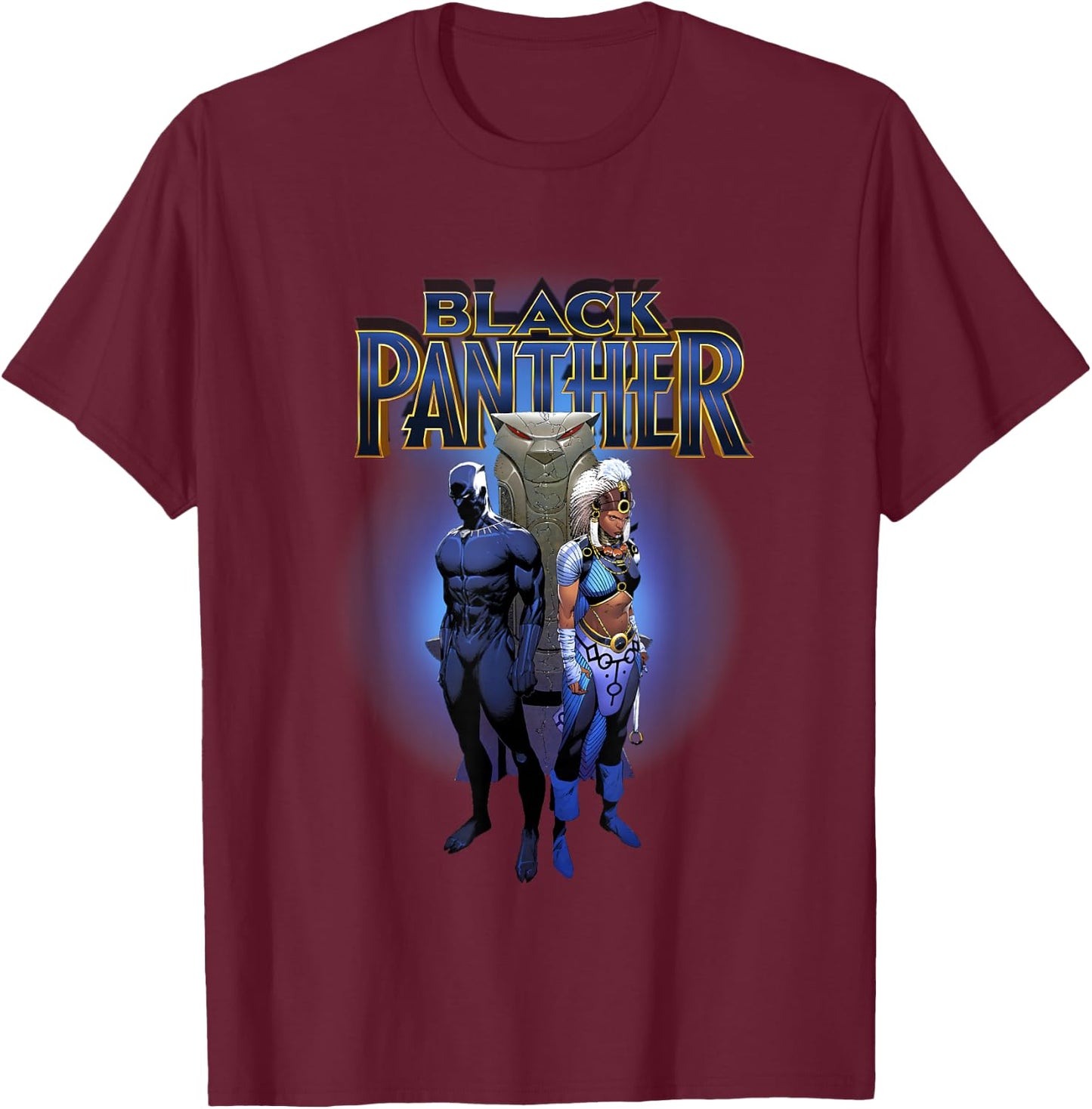Marvel Comics Retro Classic Black Panther T'Challa & Shuri T-Shirt - T-Shirt | Maroon