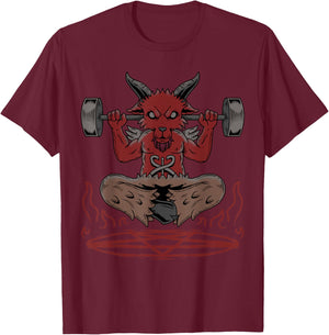 Lucifer Sigil Satanic Goat Weightlifting Occult Baphomet T-Shirt - T-Shirt | Maroon
