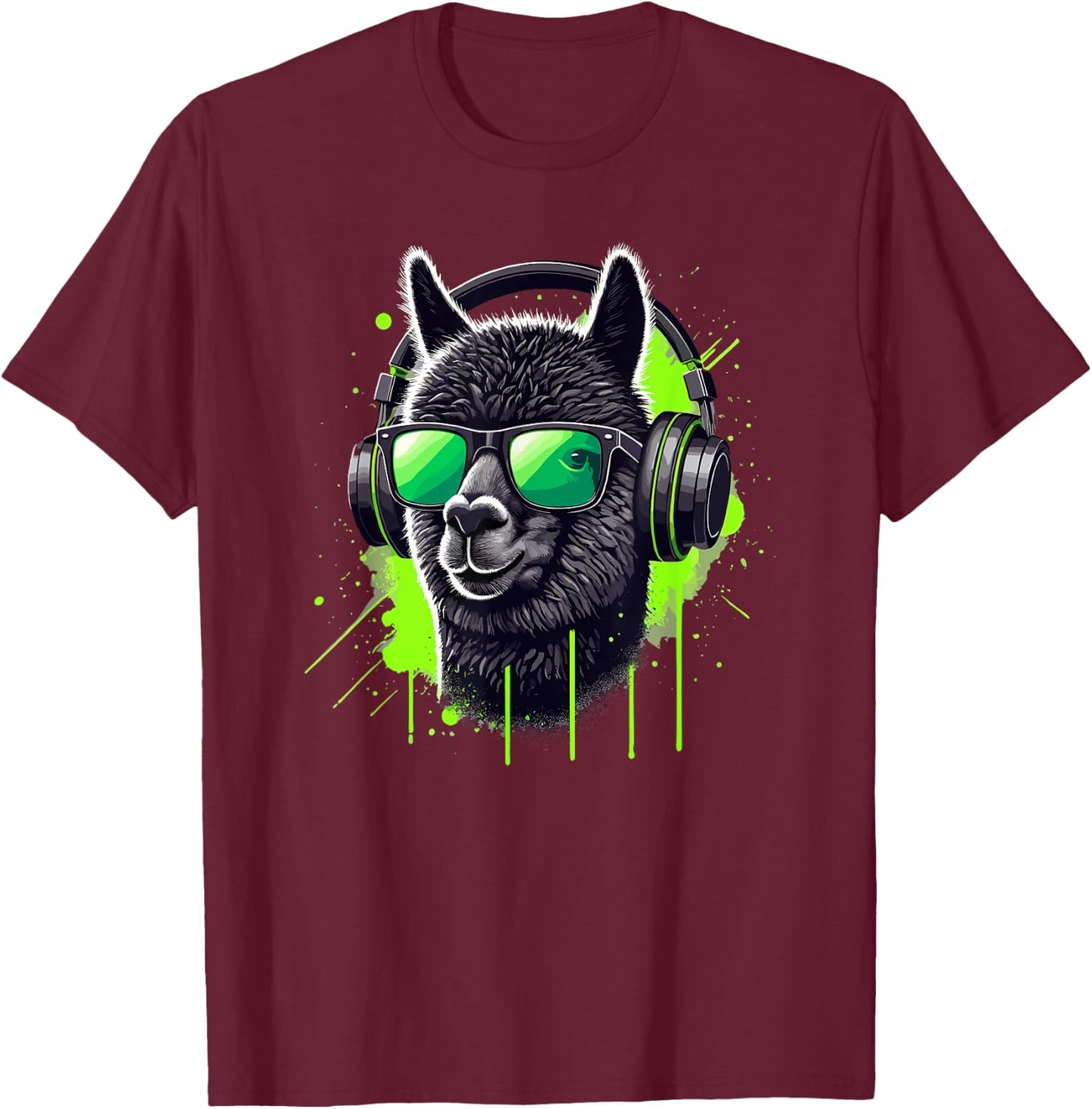 Alpaca Sunglasses Helmet Llama Llamas T-Shirt - T-Shirt | Maroon