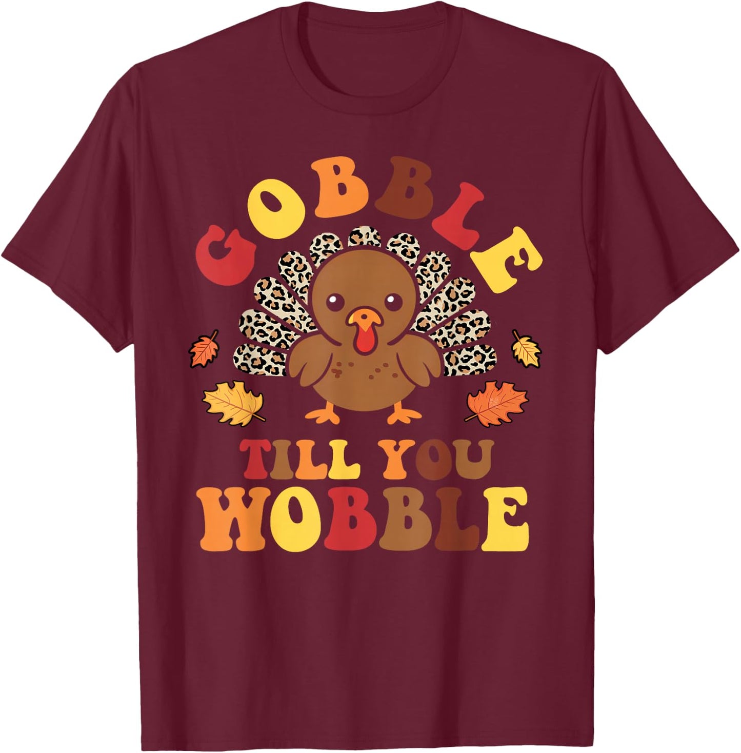 Groovy Leopard Thanksgiving With My Gnomies Funny Gnome T-Shirt - T-Shirt | Maroon
