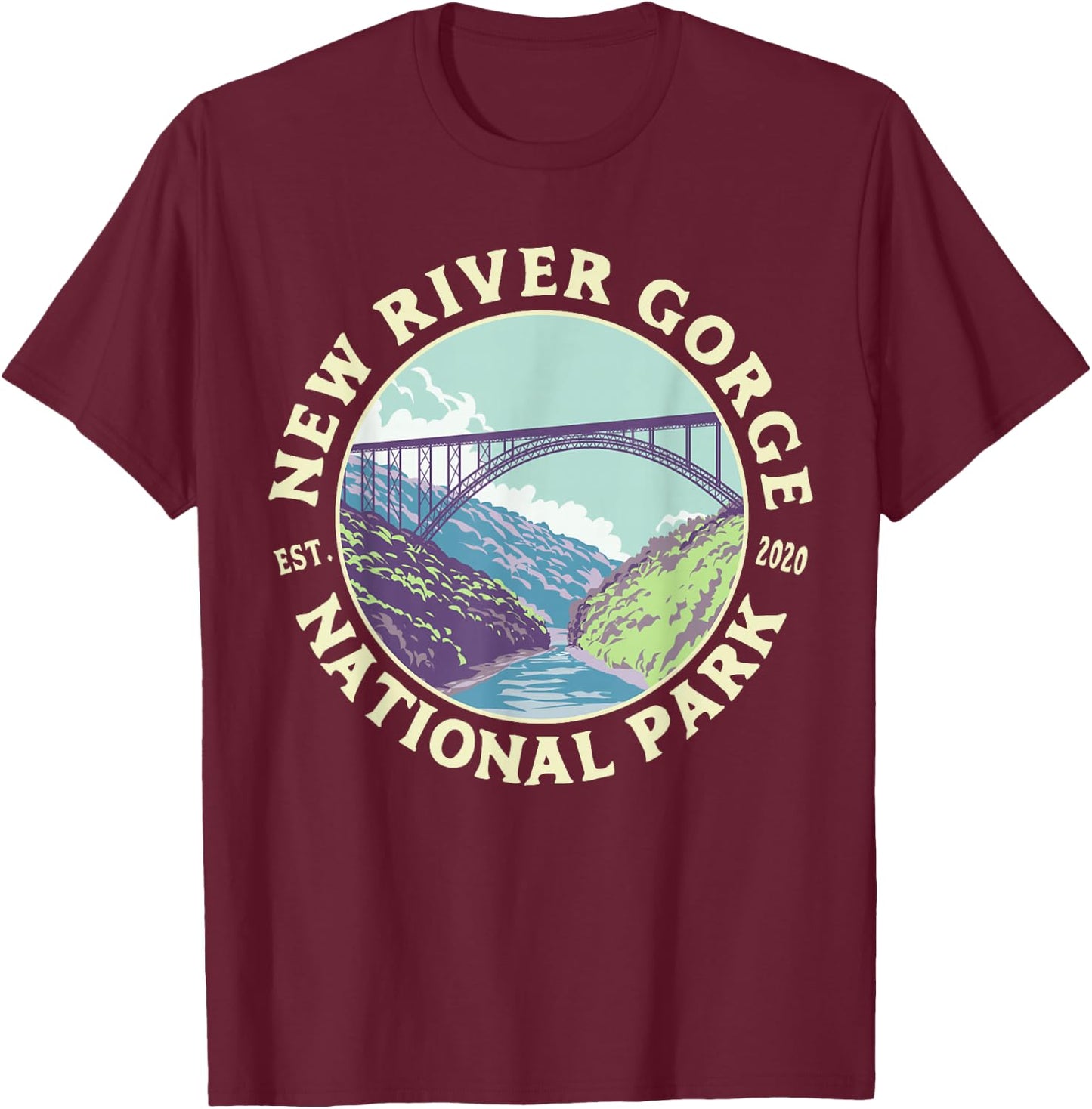 New River Gorge National Park and Preserve WV West Virginia T-Shirt - T-Shirt | Maroon