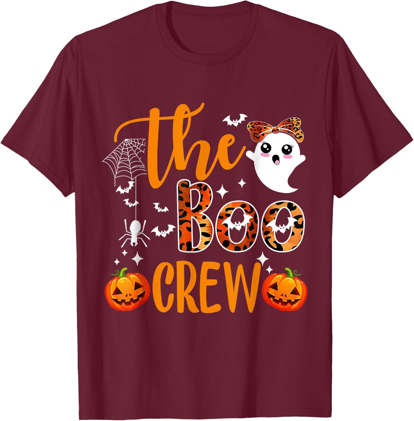 Leopard Halloween Boo Crew Halloween Costume T-Shirt - T-Shirt | Maroon