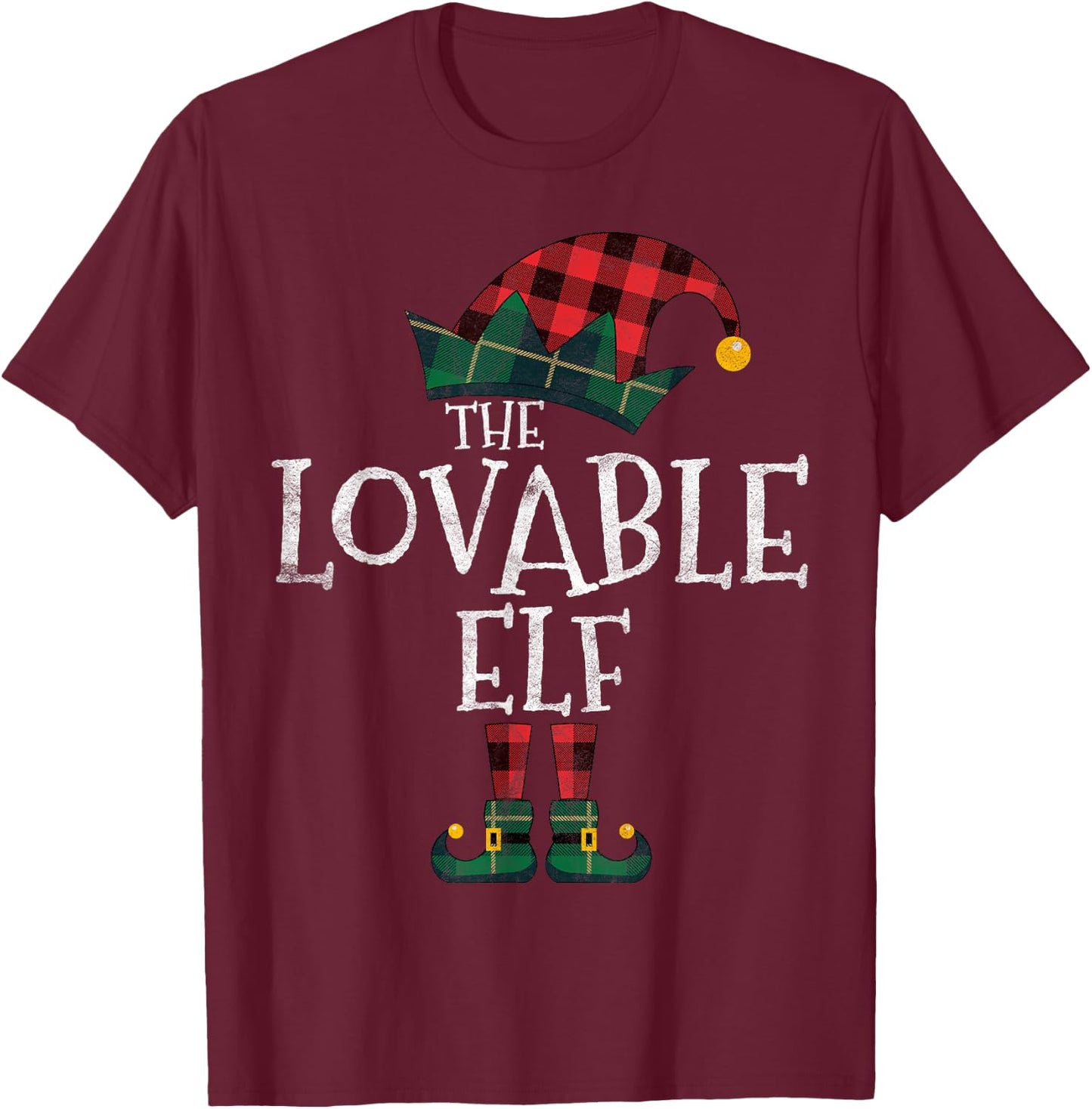 The Lovable Elf Matching Family Group Gift Funny Christmas T-Shirt - T-Shirt | Maroon