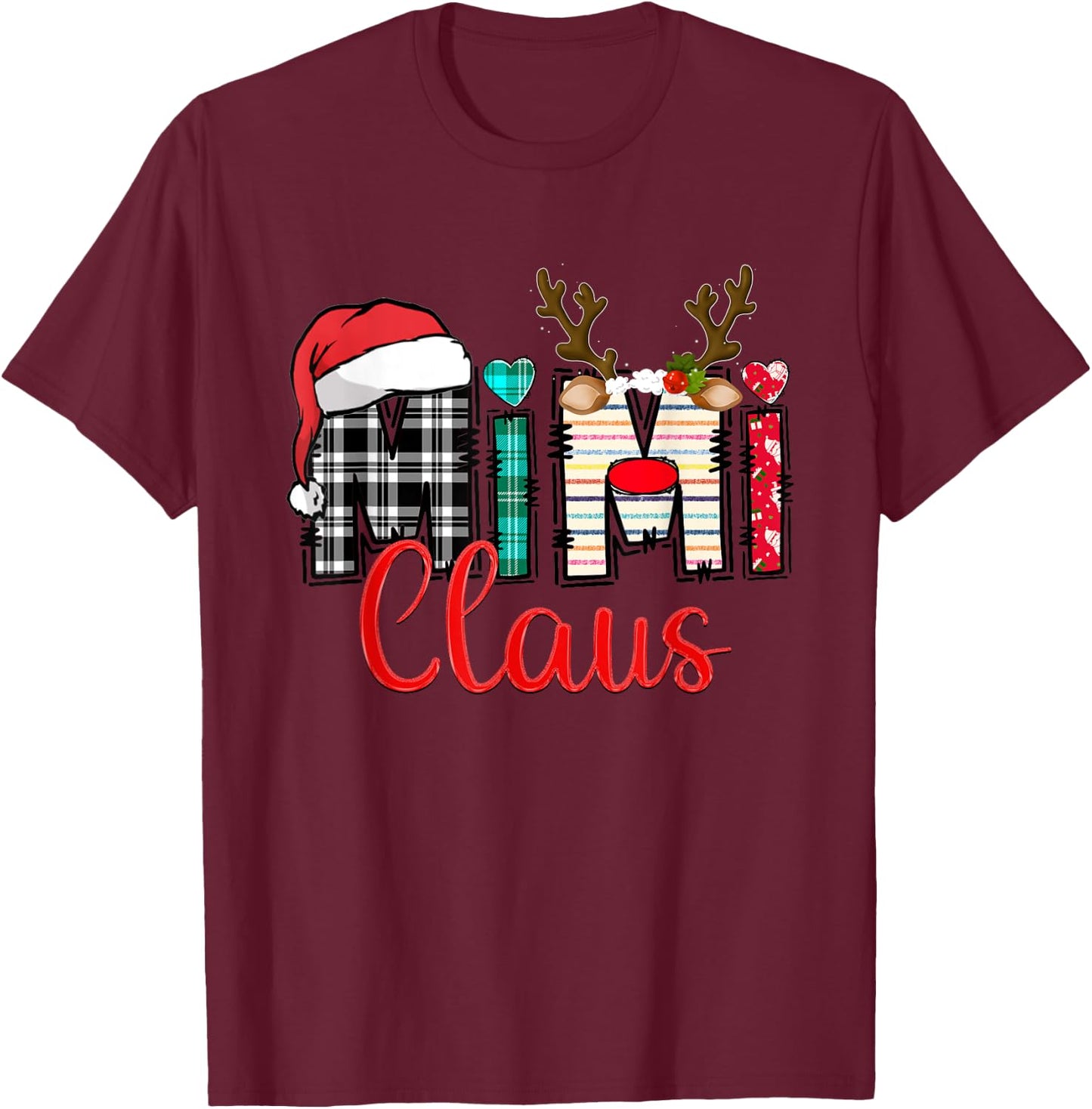 Mimi Claus Reindeer Christmas T-Shirt - T-Shirt | Maroon