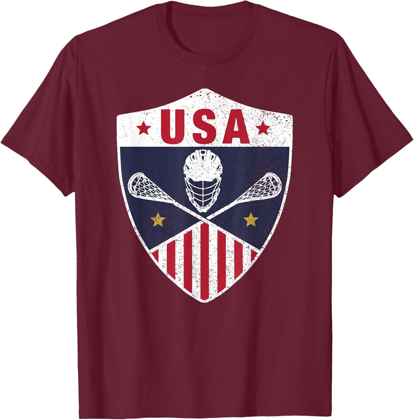 Retro America Lacrosse I Proud USA Lax Player Jersey T-Shirt - T-Shirt | Maroon