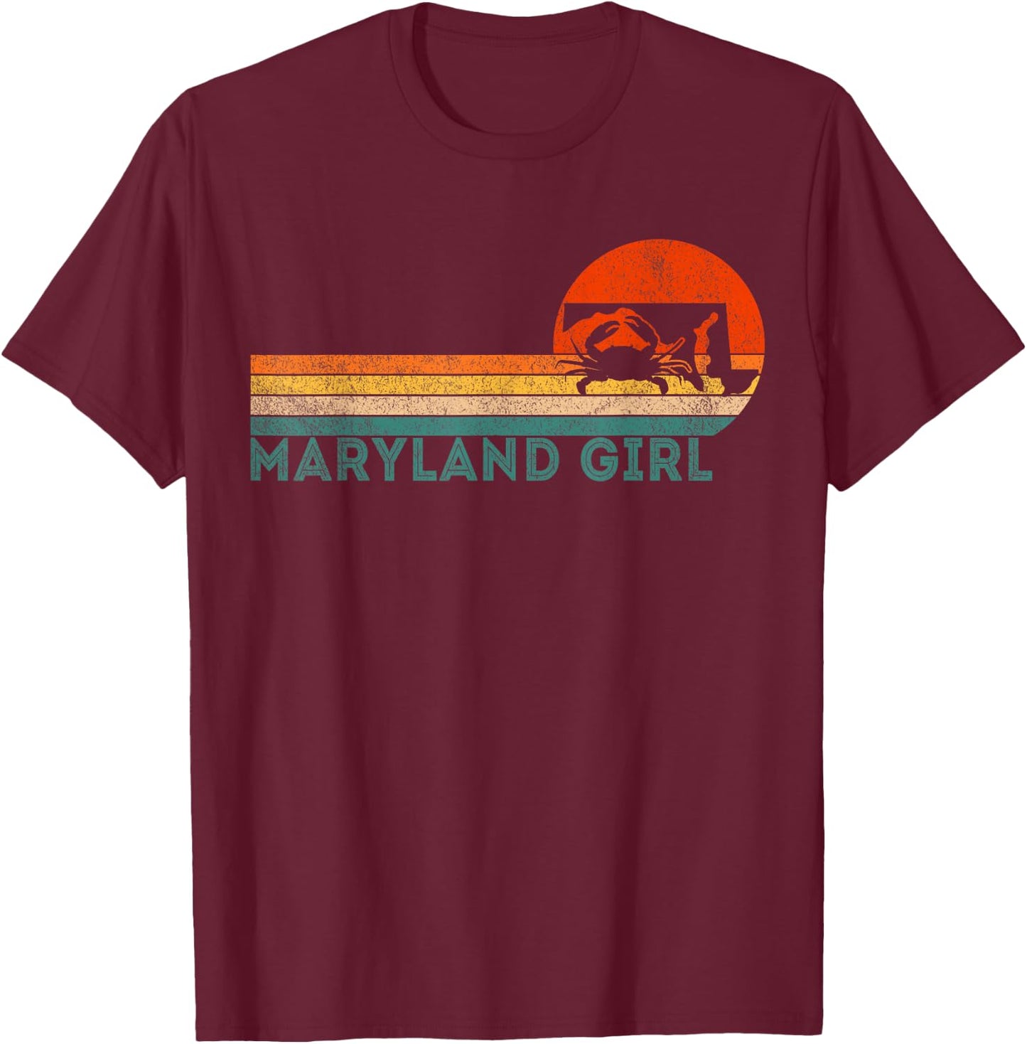 Maryland Girl Maryland Crab Maryland Blue Crab Retro T-Shirt - T-Shirt | Maroon