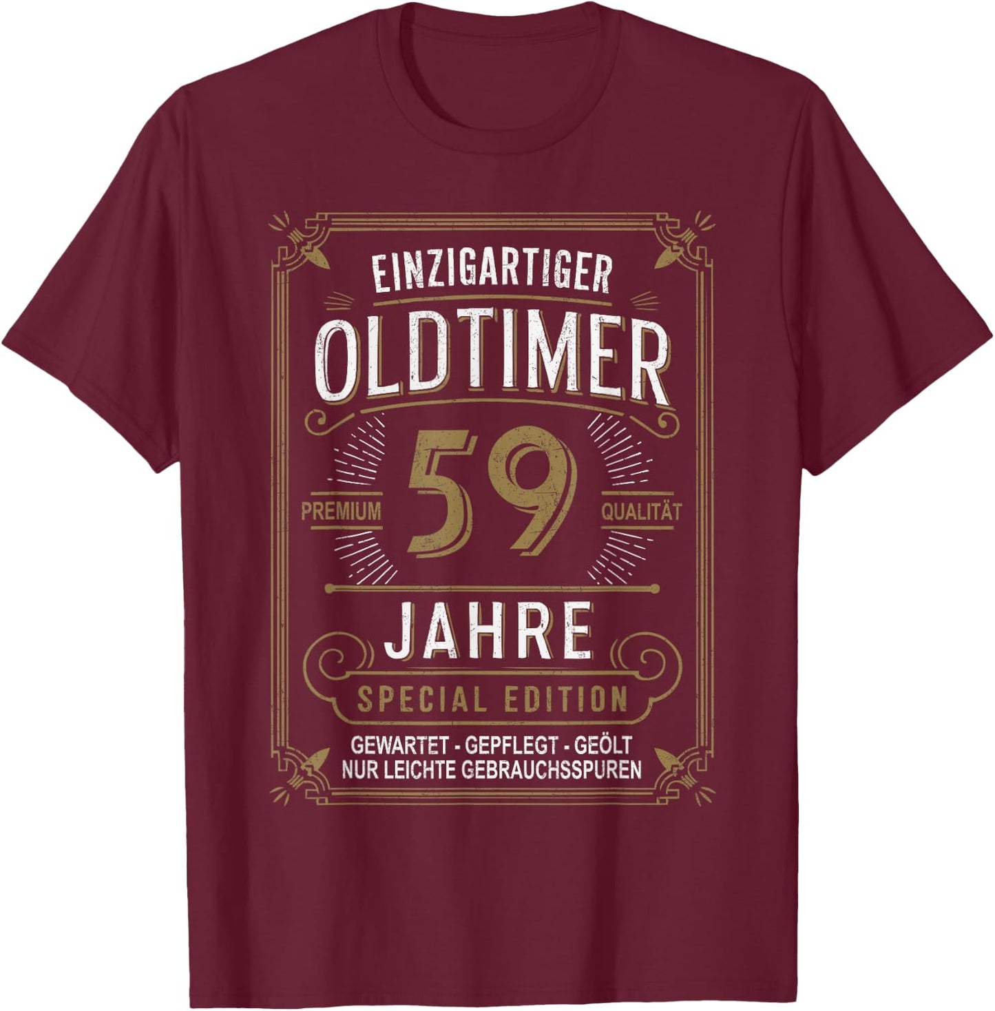 59. Geburtstag Mann Frau 59 Jahre Deko Lustig Geschenk T-Shirt - T-Shirt | Maroon