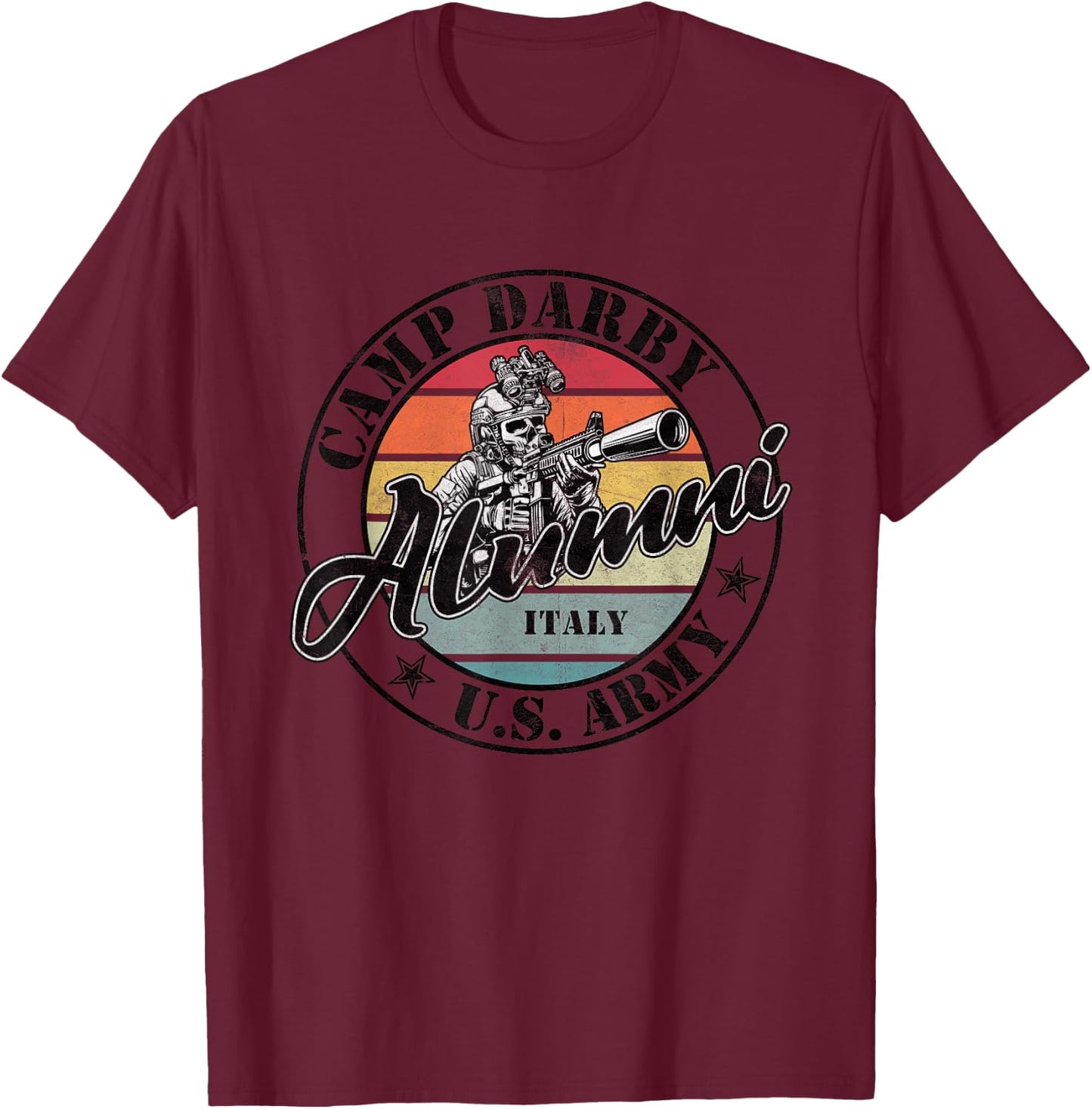 Camp Darby Alumni Italy - US Military Base Gifts T-Shirt - T-Shirt | Maroon
