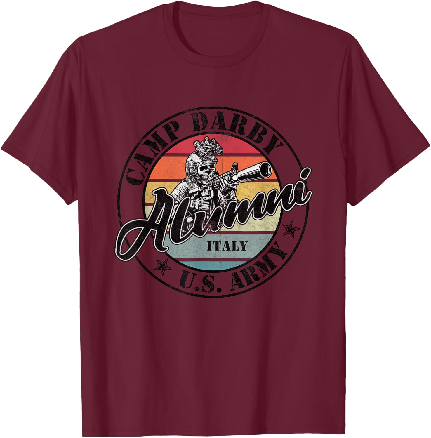 Camp Darby Alumni Italy - US Military Base Gifts T-Shirt - T-Shirt | Maroon