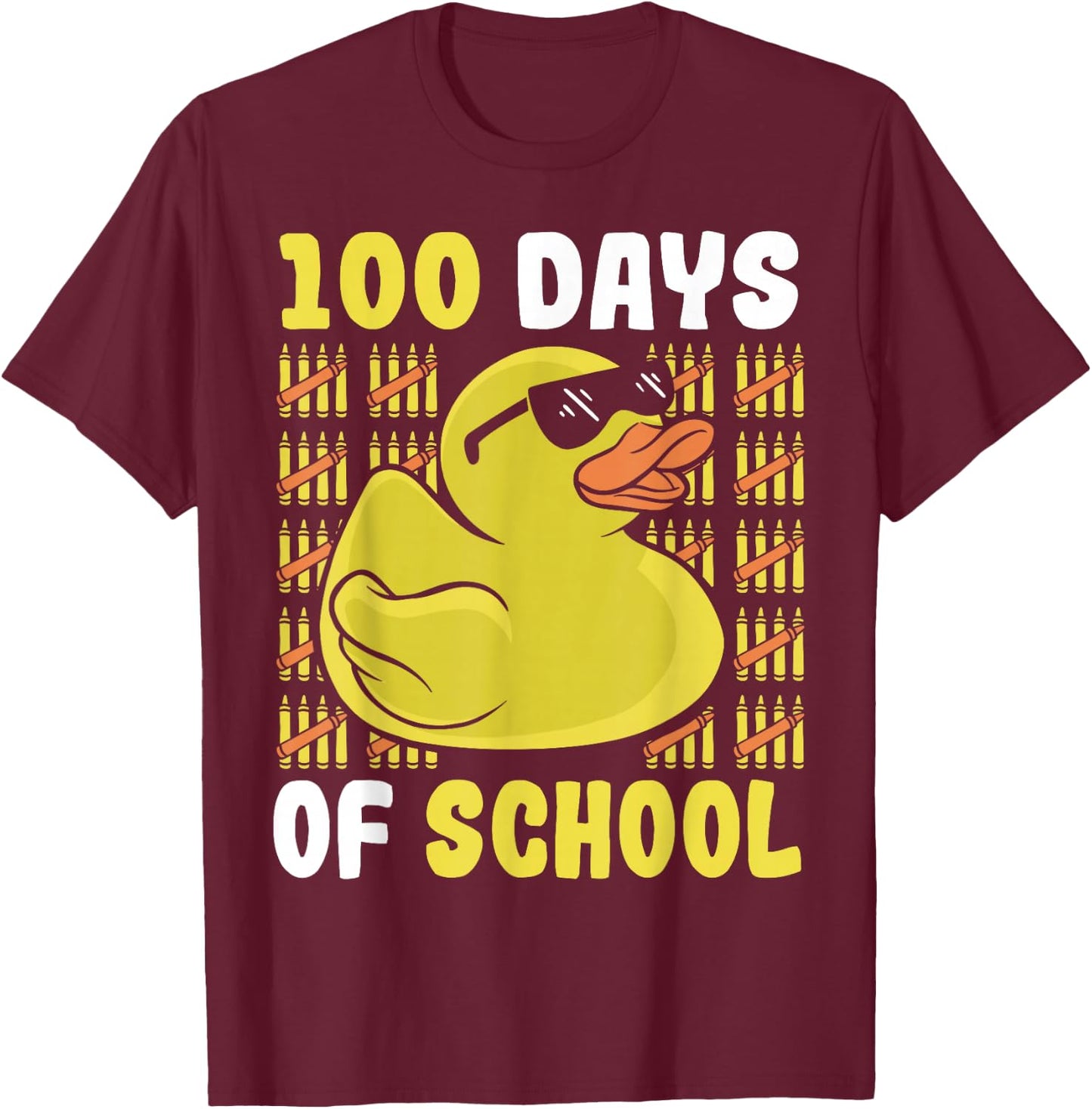 School Rubber Duckies 100 Days Of School Rubber Duck T-Shirt - T-Shirt | Maroon