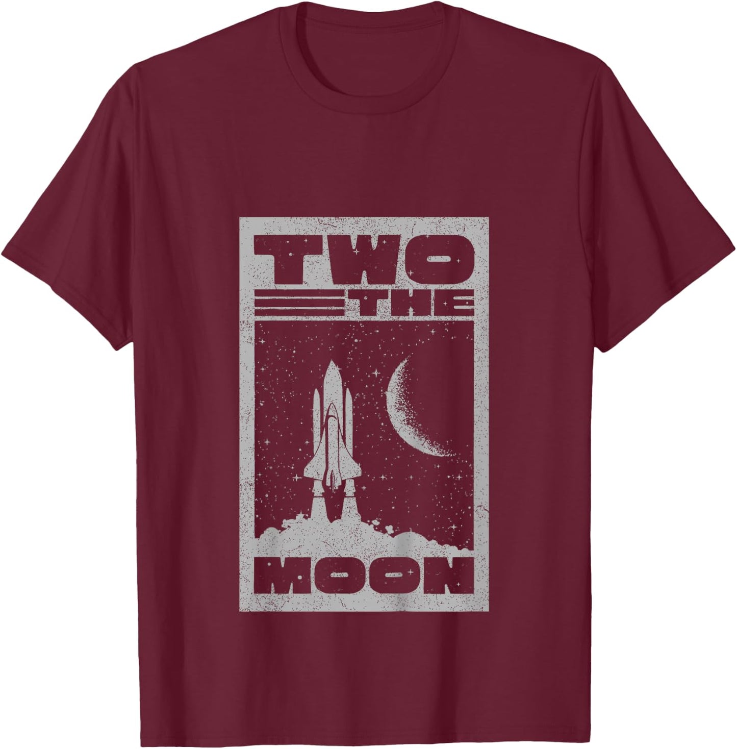 Vintage Retro Two The Moon 2 Year Old 2nd Birthday Party T-Shirt - T-Shirt | Maroon
