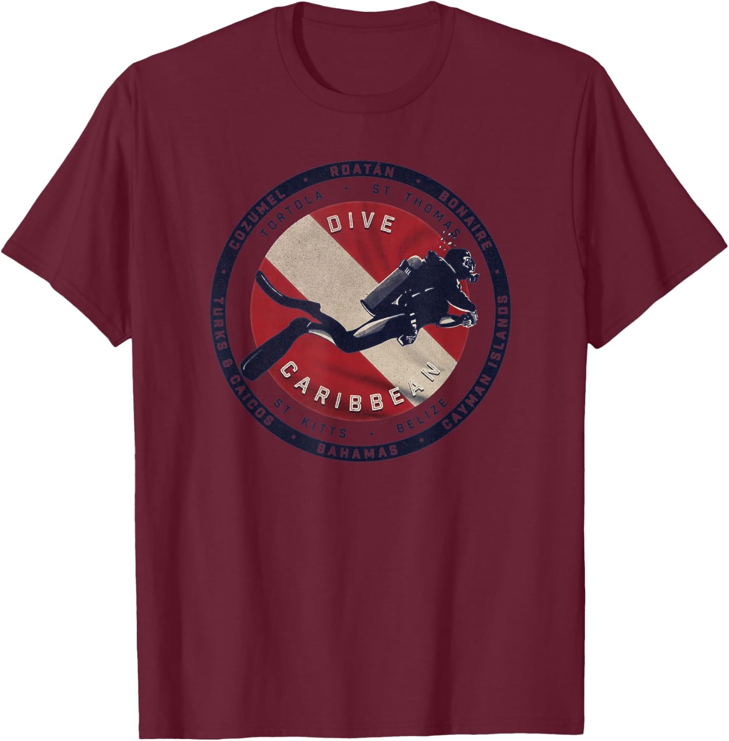 Scuba Dive Caribbean T-Shirt - T-Shirt | Maroon