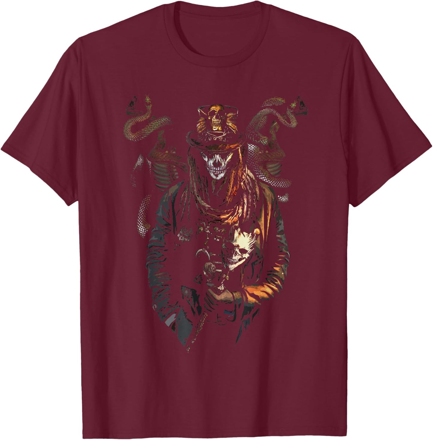 Voodoo Witch Doctor skulls Horror Scary Creepy Halloween T-Shirt - T-Shirt | Maroon