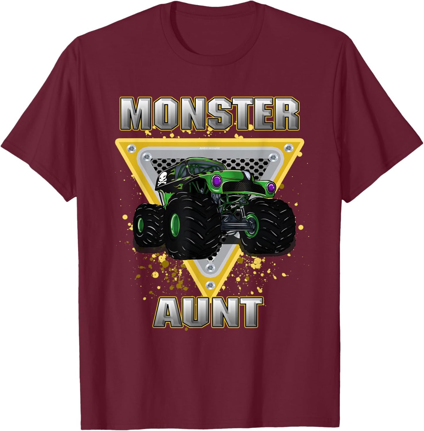 Monster Truck Aunt T-Shirt - T-Shirt | Maroon