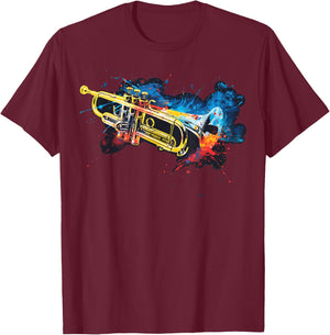 Men's, Women's and Children's Trumpet , black T-Shirt - T-Shirt | Maroon