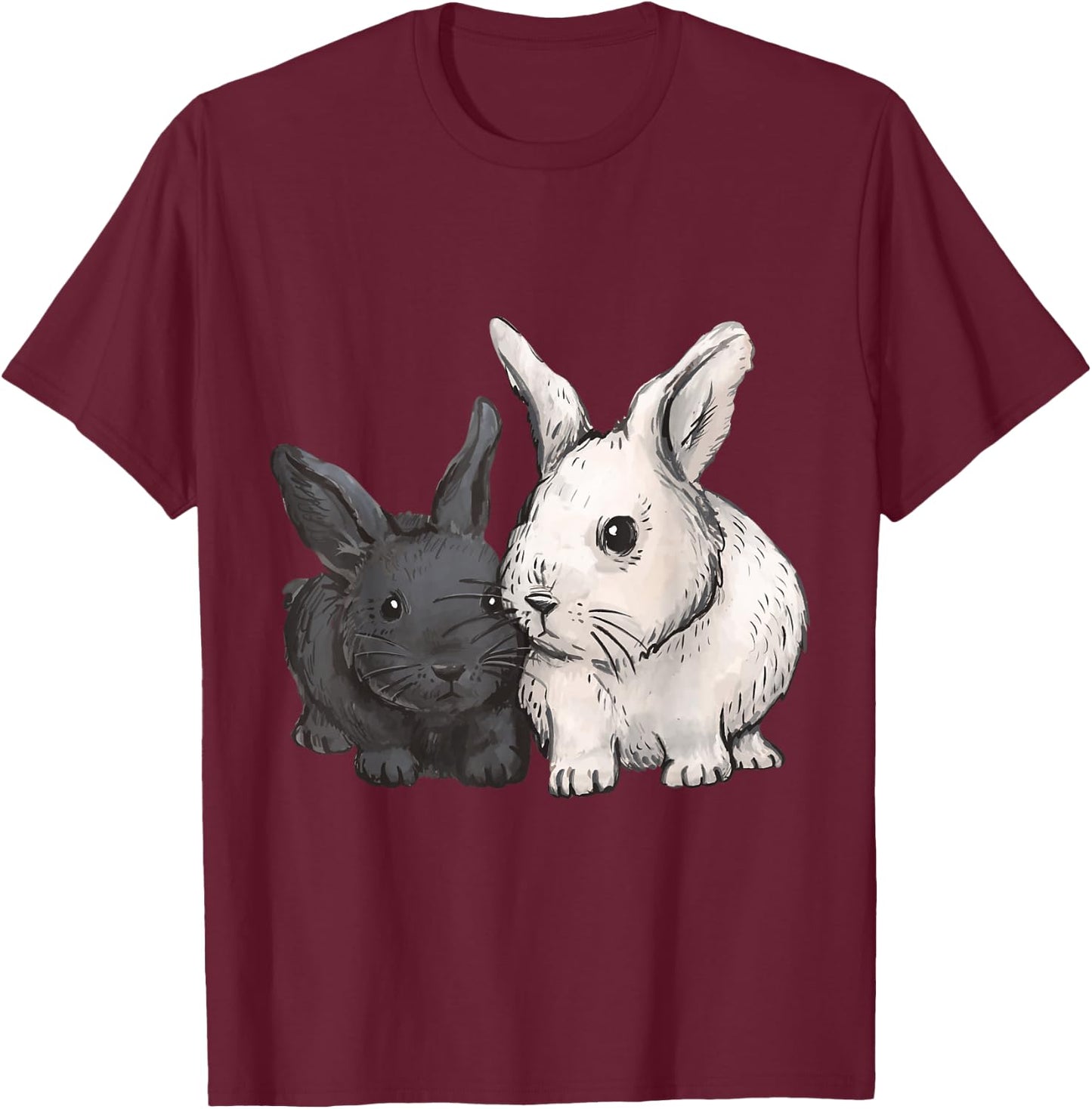 Rabbit Animal Print , black T-Shirt - T-Shirt | Maroon