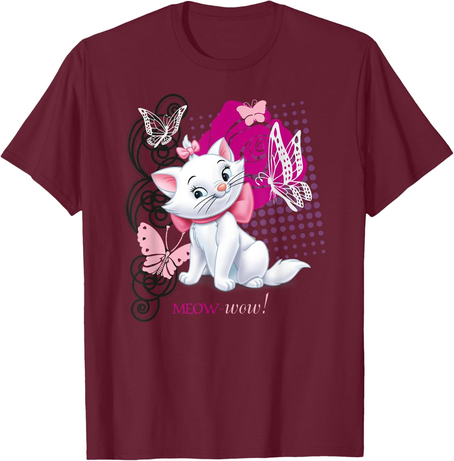 Aristocats Marie Meow Butterfly Cat , black T-Shirt - T-Shirt | Maroon