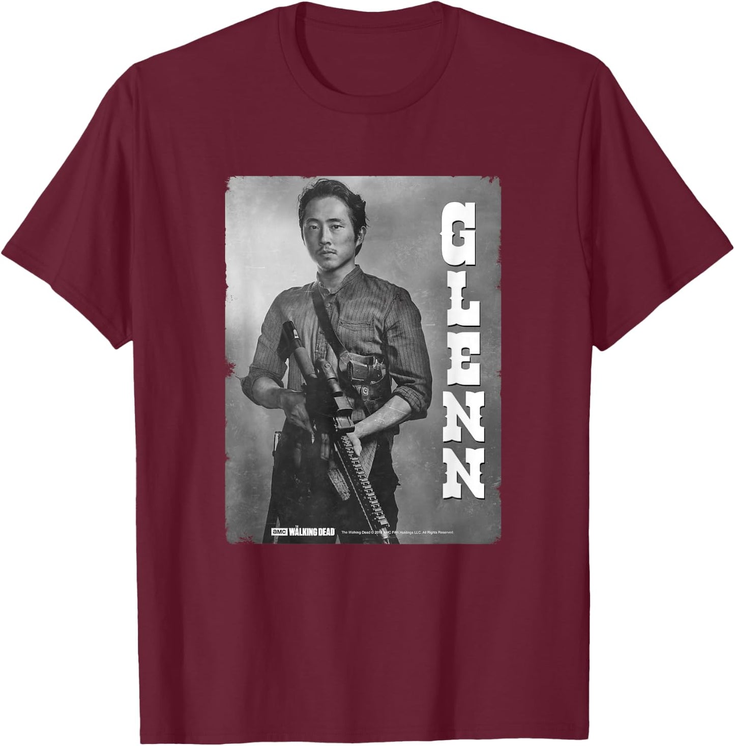 The Walking Dead Glenn Silver Portrait T-Shirt - T-Shirt | Maroon