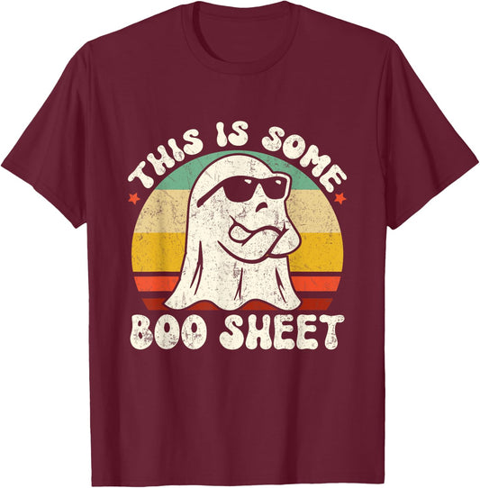 This Is Some Boo Sheet Ghost Halloween Costume T-Shirt - T-Shirt | Maroon