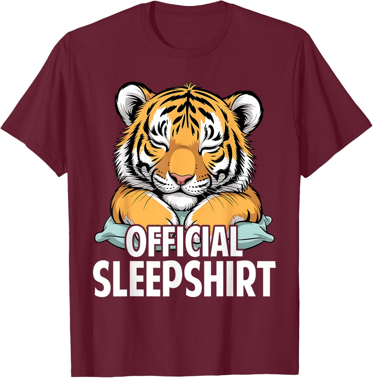 Tiger - Official Sleep Pajamas Nightgown T-Shirt - T-Shirt | Maroon