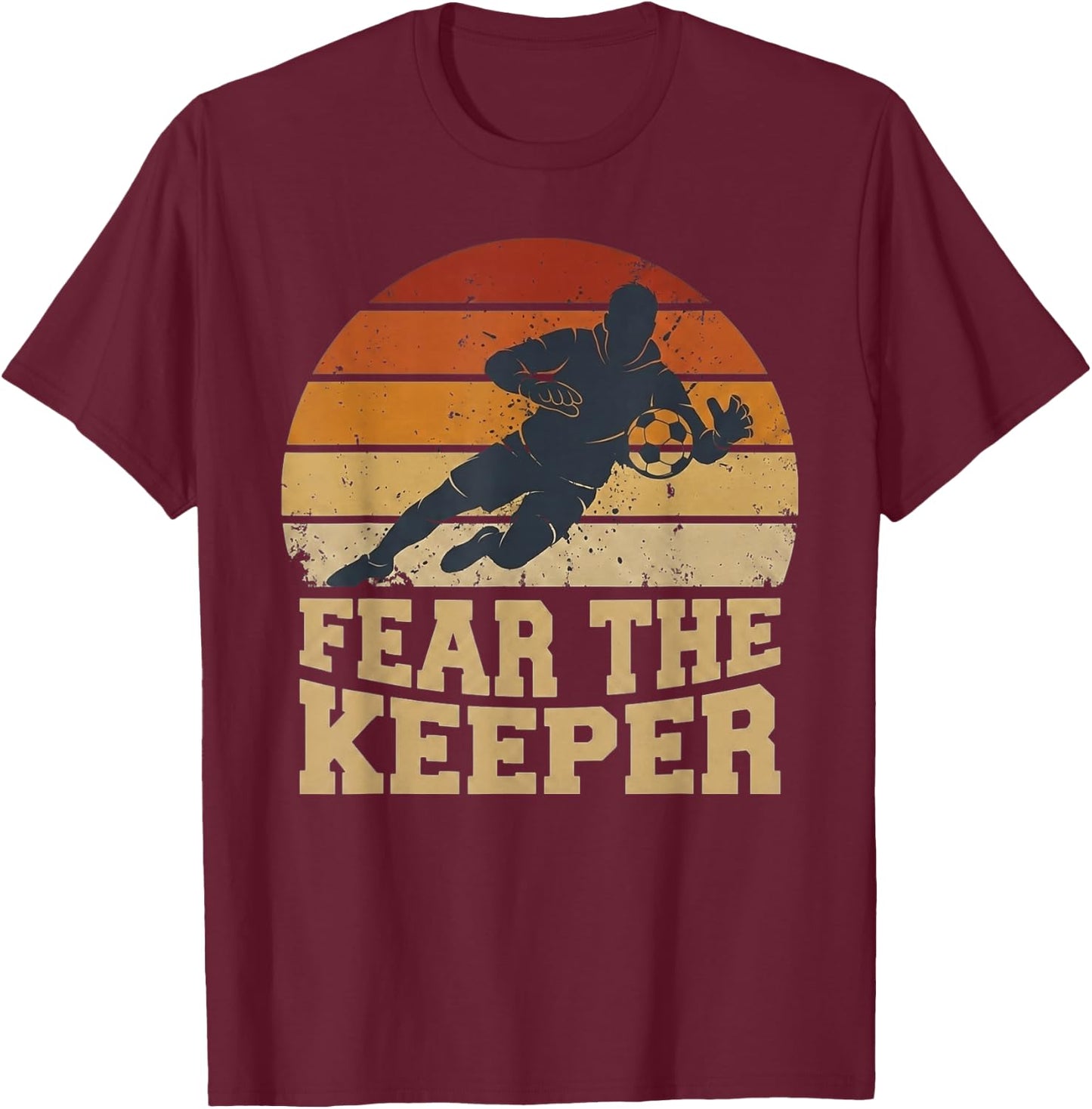 Retro Vintage Fear Keeper Football T-Shirt - T-Shirt | Maroon