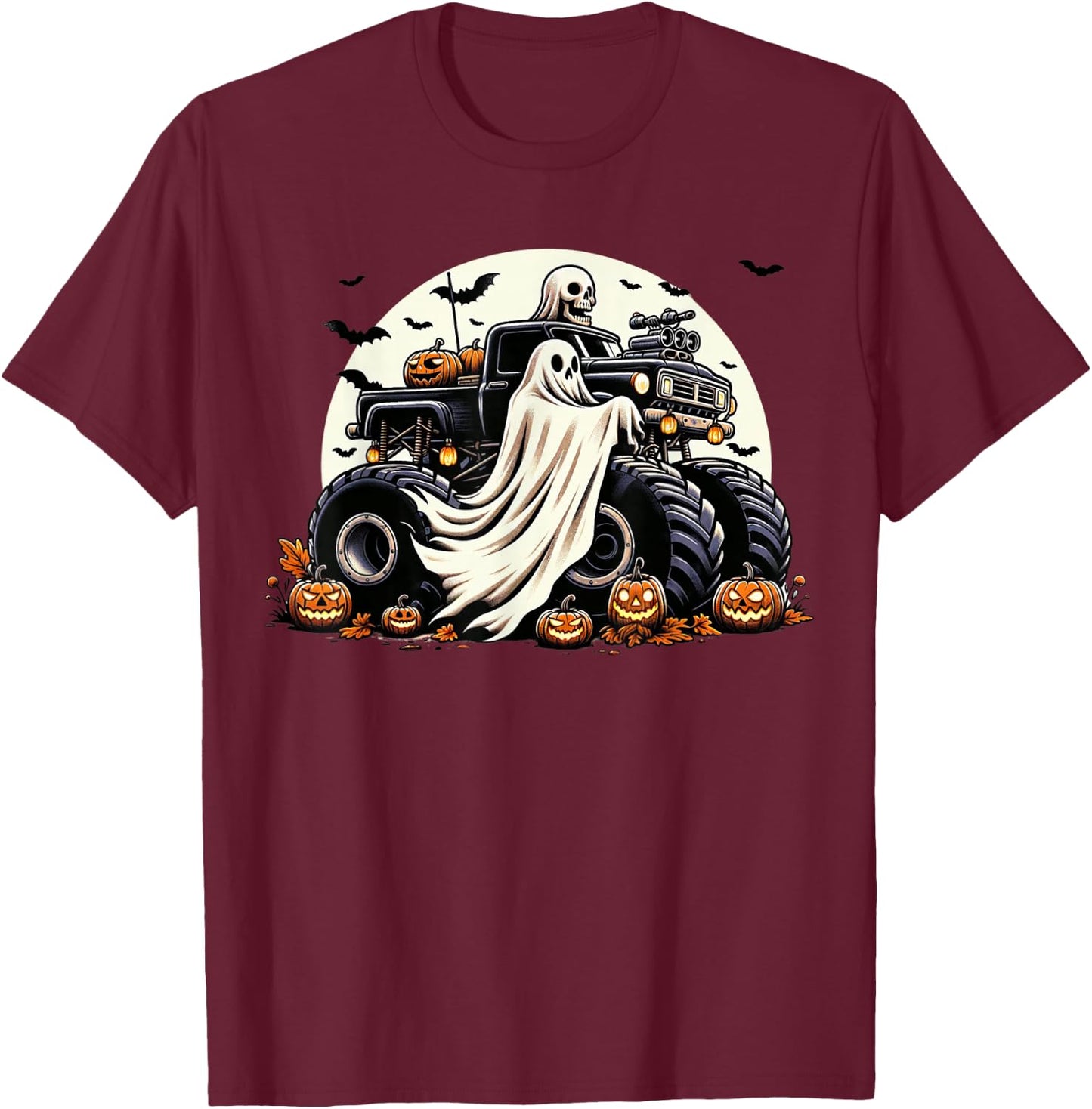 Boys Halloween Shirt 4t 5t Size 10 Ghost Kids Spooky Toddler T-Shirt - T-Shirt | Maroon